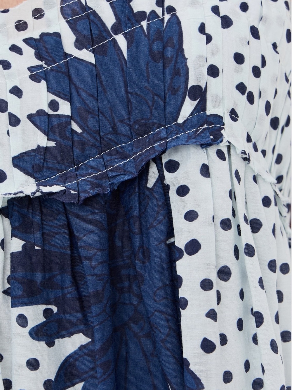 Alix Of Bohemia Cotton Silk Floral Polka Dot Eden Indigo Dahlia Midi Dress - Picture 6 of 13